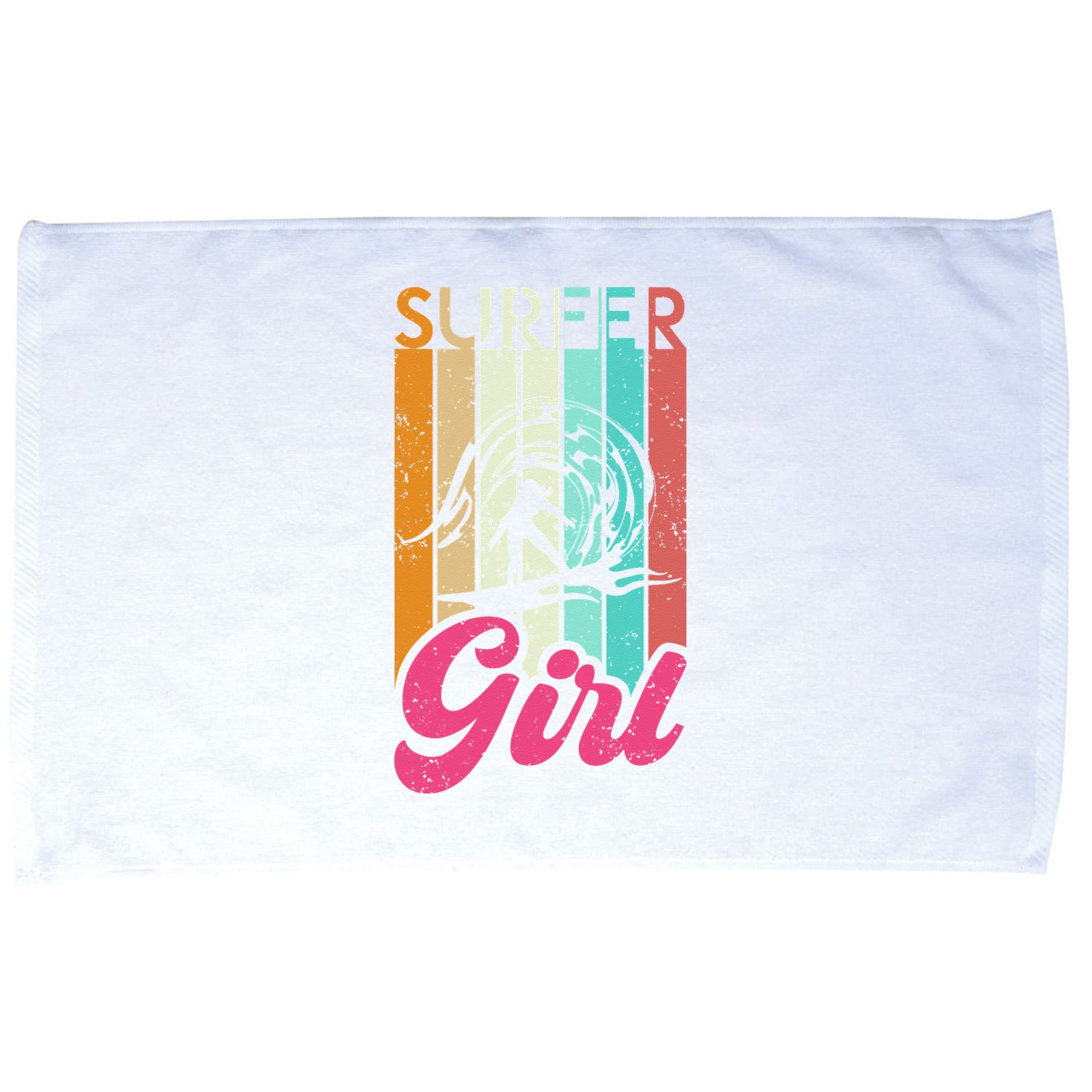 Surfer Girl Surfboard Women Surf Ocean Retro Surfing Microfiber Hand Towel
