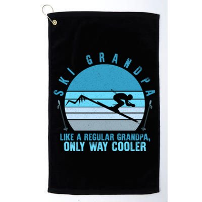 Ski Grandpa Skier Mountain Snow Skiing Grandpa Snowboarding Funny Gift Platinum Collection Golf Towel