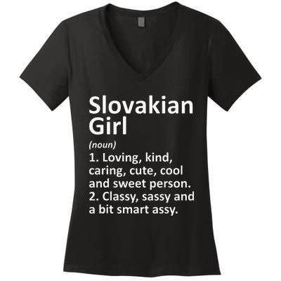 SLOVAKIAN GIRL SLOVAKIA Gift Funny Country Roots Descent Women's V-Neck T-Shirt