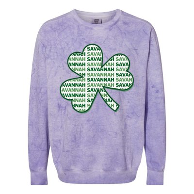 Savannah Georgia St Patrick's Day 4 Leaf Clover Colorblast Crewneck Sweatshirt