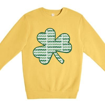 Savannah Georgia St Patrick's Day 4 Leaf Clover Premium Crewneck Sweatshirt