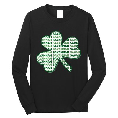 Savannah Georgia St Patrick's Day 4 Leaf Clover Long Sleeve Shirt