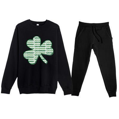 Savannah Georgia St Patrick's Day 4 Leaf Clover Premium Crewneck Sweatsuit Set