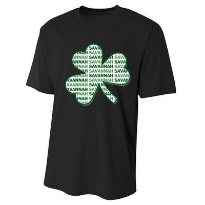 Savannah Georgia St Patrick's Day 4 Leaf Clover Performance Sprint T-Shirt