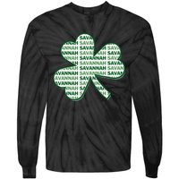 Savannah Georgia St Patrick's Day 4 Leaf Clover Tie-Dye Long Sleeve Shirt