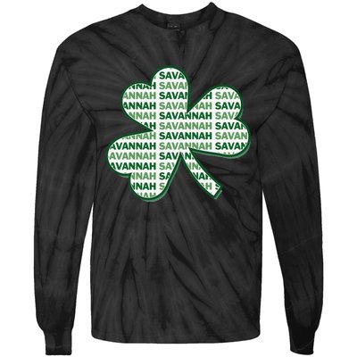 Savannah Georgia St Patrick's Day 4 Leaf Clover Tie-Dye Long Sleeve Shirt