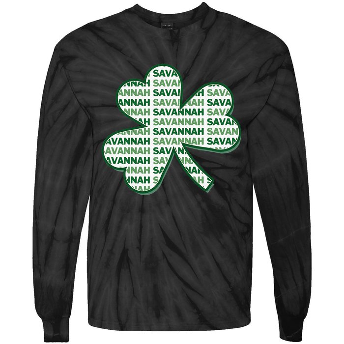 Savannah Georgia St Patrick's Day 4 Leaf Clover Tie-Dye Long Sleeve Shirt