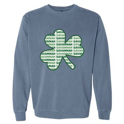 Savannah Georgia St Patrick's Day 4 Leaf Clover Garment-Dyed Sweatshirt