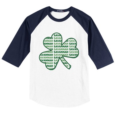 Savannah Georgia St Patrick's Day 4 Leaf Clover Baseball Sleeve Shirt