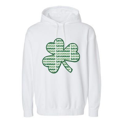 Savannah Georgia St Patrick's Day 4 Leaf Clover Garment-Dyed Fleece Hoodie