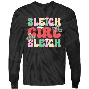 Sleigh Girl Sleigh Festive Holiday Graphic Tie-Dye Long Sleeve Shirt