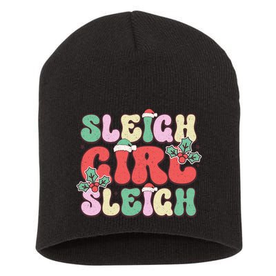 Sleigh Girl Sleigh Festive Holiday Graphic Short Acrylic Beanie