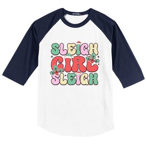 Sleigh Girl Sleigh Festive Holiday Graphic Baseball Sleeve Shirt