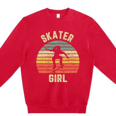 Skater Girl Skateboarder Girl Retro Skateboarding Gift Premium Crewneck Sweatshirt