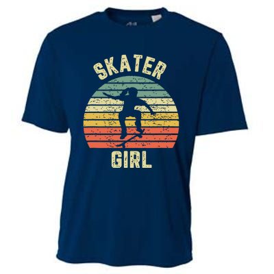 Skater Girl Skateboarder Girl Retro Skateboarding Gift Cooling Performance Crew T-Shirt