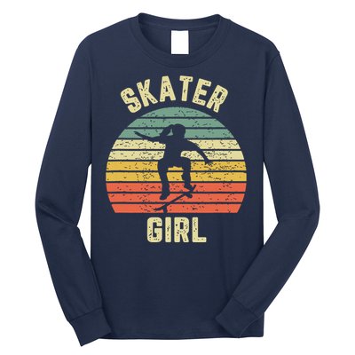 Skater Girl Skateboarder Girl Retro Skateboarding Gift Long Sleeve Shirt