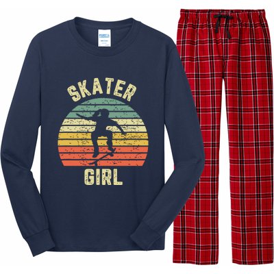 Skater Girl Skateboarder Girl Retro Skateboarding Gift Long Sleeve Pajama Set