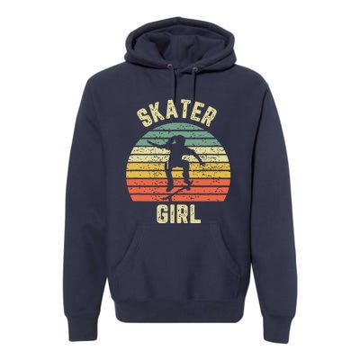 Skater Girl Skateboarder Girl Retro Skateboarding Gift Premium Hoodie