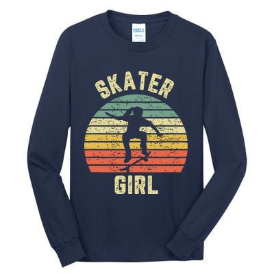 Skater Girl Skateboarder Girl Retro Skateboarding Gift Tall Long Sleeve T-Shirt