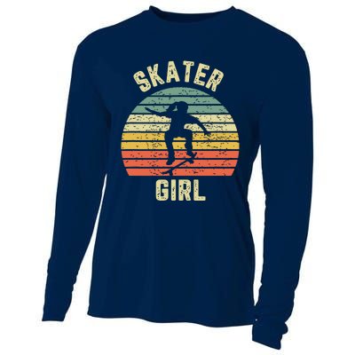 Skater Girl Skateboarder Girl Retro Skateboarding Gift Cooling Performance Long Sleeve Crew