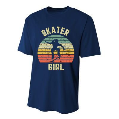 Skater Girl Skateboarder Girl Retro Skateboarding Gift Performance Sprint T-Shirt