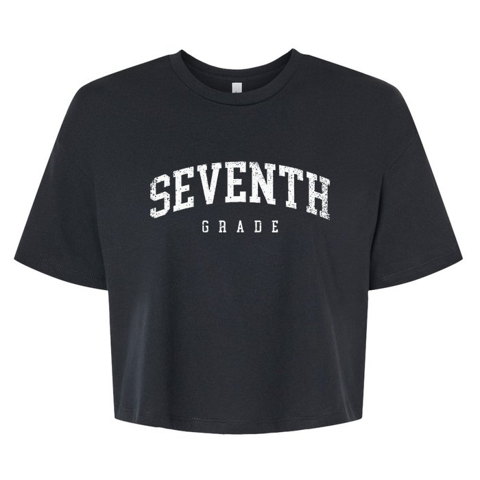 Seventh Grade Squad 7th Grade Team Retro First Day Of School Bella+Canvas Jersey Crop Tee