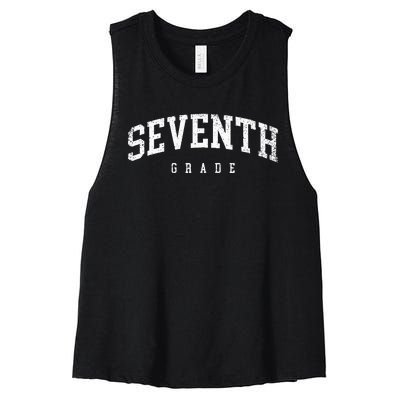 Seventh Grade Squad 7th Grade Team Retro First Day Of School Women's Racerback Cropped Tank