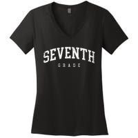 Seventh Grade Squad 7th Grade Team Retro First Day Of School Women's V-Neck T-Shirt