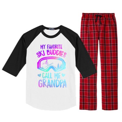 Ski Grandpa Skier Mountain Snow Skiing Grandpa Snowboarding Gift Raglan Sleeve Pajama Set