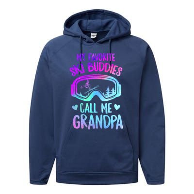 Ski Grandpa Skier Mountain Snow Skiing Grandpa Snowboarding Gift Performance Fleece Hoodie