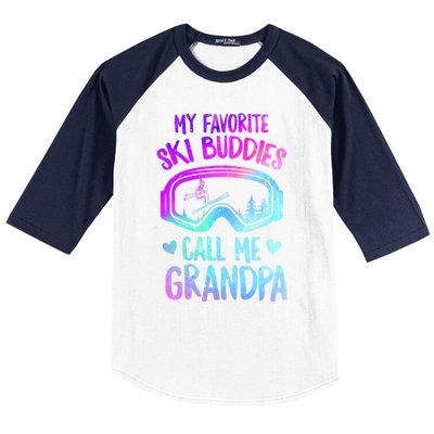 Ski Grandpa Skier Mountain Snow Skiing Grandpa Snowboarding Gift Baseball Sleeve Shirt