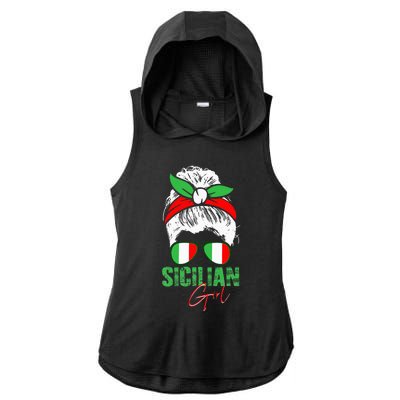 Sicilian Girl Sicily funny american flag Ladies PosiCharge Tri-Blend Wicking Draft Hoodie Tank