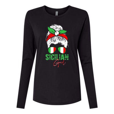 Sicilian Girl Sicily funny american flag Womens Cotton Relaxed Long Sleeve T-Shirt