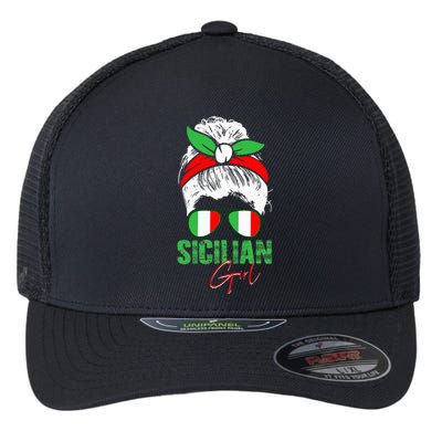 Sicilian Girl Sicily funny american flag Flexfit Unipanel Trucker Cap