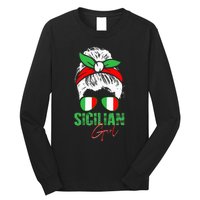 Sicilian Girl Sicily funny american flag Long Sleeve Shirt