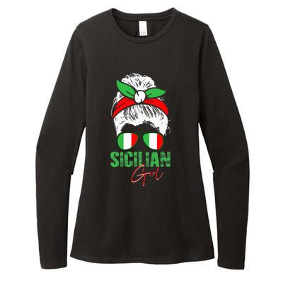 Sicilian Girl Sicily funny american flag Womens CVC Long Sleeve Shirt