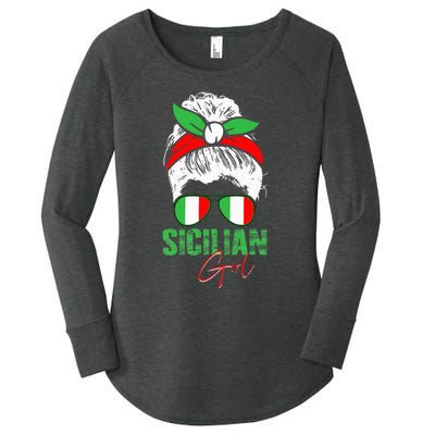 Sicilian Girl Sicily funny american flag Women's Perfect Tri Tunic Long Sleeve Shirt