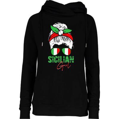 Sicilian Girl Sicily funny american flag Womens Funnel Neck Pullover Hood