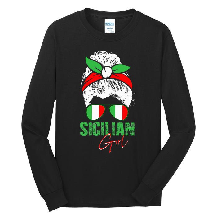 Sicilian Girl Sicily funny american flag Tall Long Sleeve T-Shirt