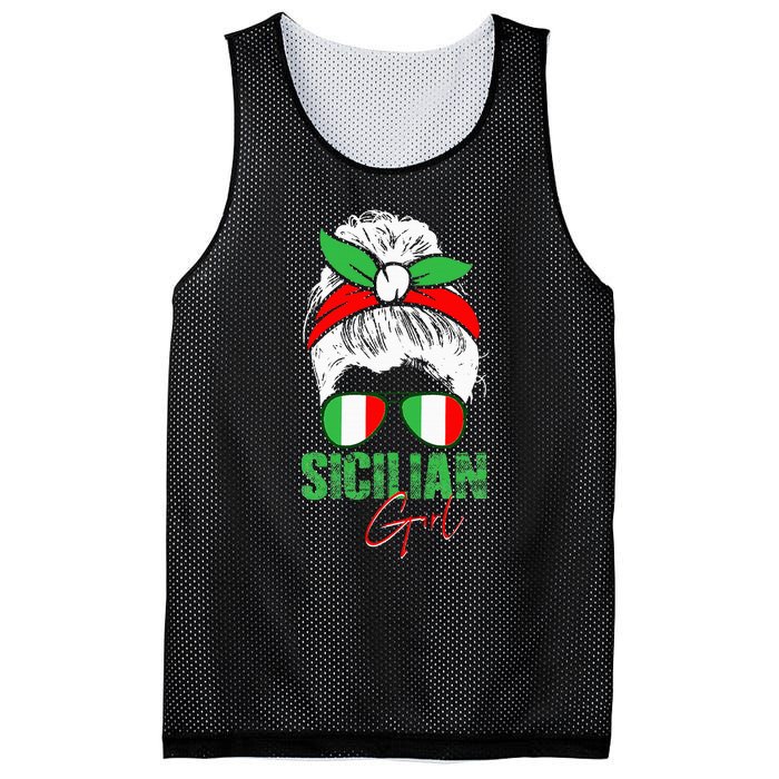 Sicilian Girl Sicily funny american flag Mesh Reversible Basketball Jersey Tank