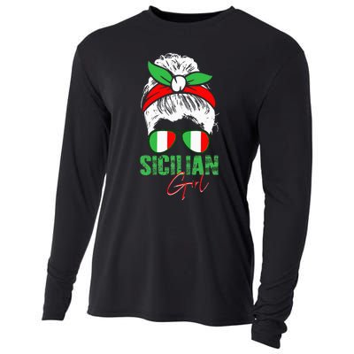 Sicilian Girl Sicily funny american flag Cooling Performance Long Sleeve Crew