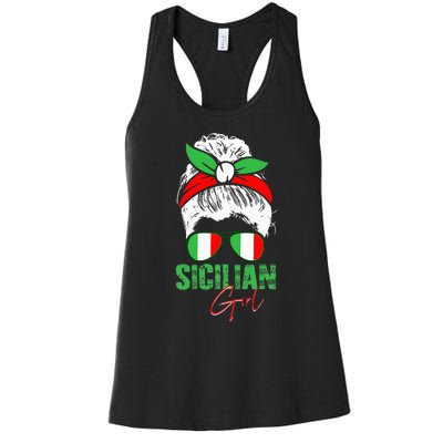 Sicilian Girl Sicily funny american flag Women's Racerback Tank