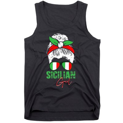 Sicilian Girl Sicily funny american flag Tank Top