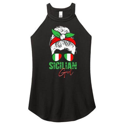 Sicilian Girl Sicily funny american flag Women's Perfect Tri Rocker Tank