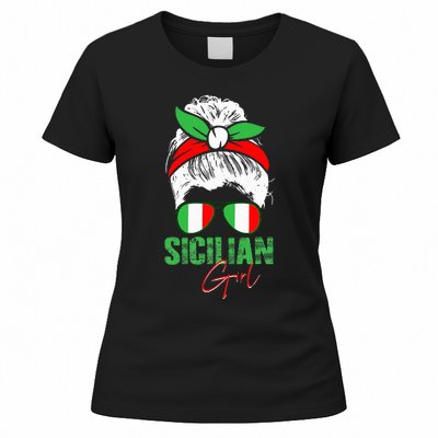 Sicilian Girl Sicily funny american flag Women's T-Shirt