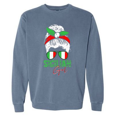 Sicilian Girl Sicily funny american flag Garment-Dyed Sweatshirt