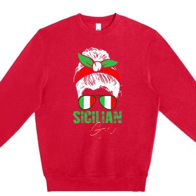 Sicilian Girl Sicily funny american flag Premium Crewneck Sweatshirt