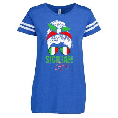 Sicilian Girl Sicily funny american flag Enza Ladies Jersey Football T-Shirt