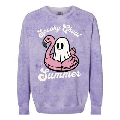 Spooky Ghoul Summer Cute Ghost Flamingo Summer Vibes Beach Colorblast Crewneck Sweatshirt