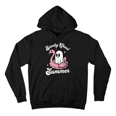 Spooky Ghoul Summer Cute Ghost Flamingo Summer Vibes Beach Hoodie